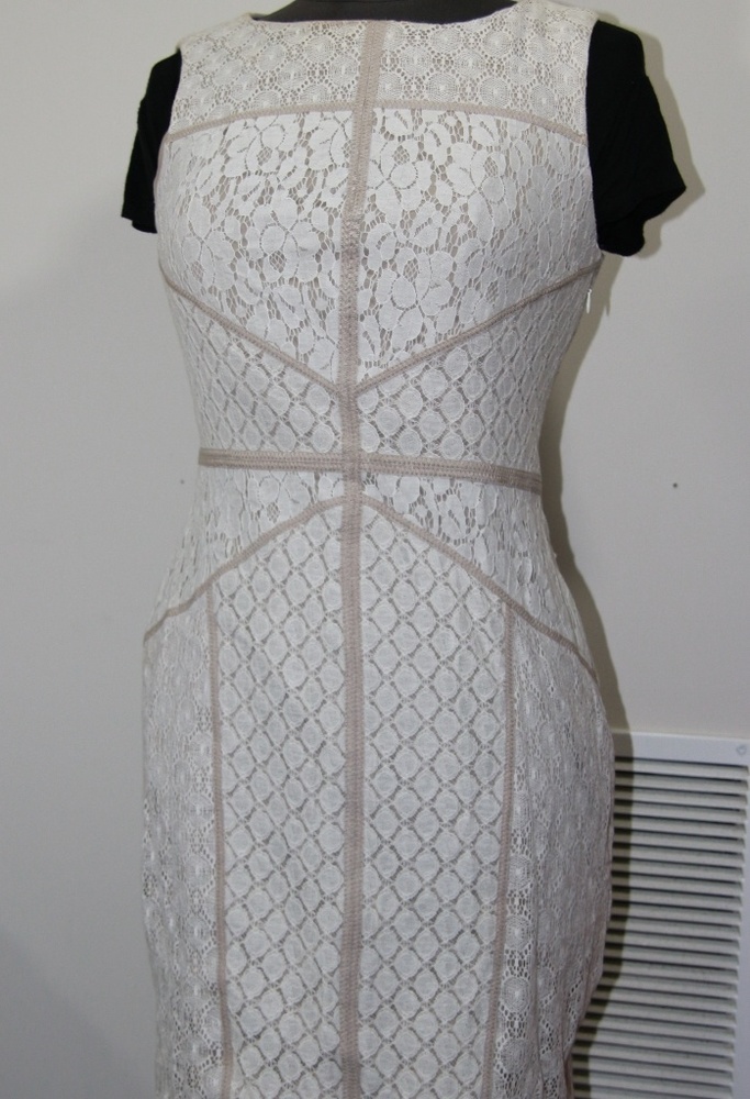Maggy London cream and white lace sleeveless dress